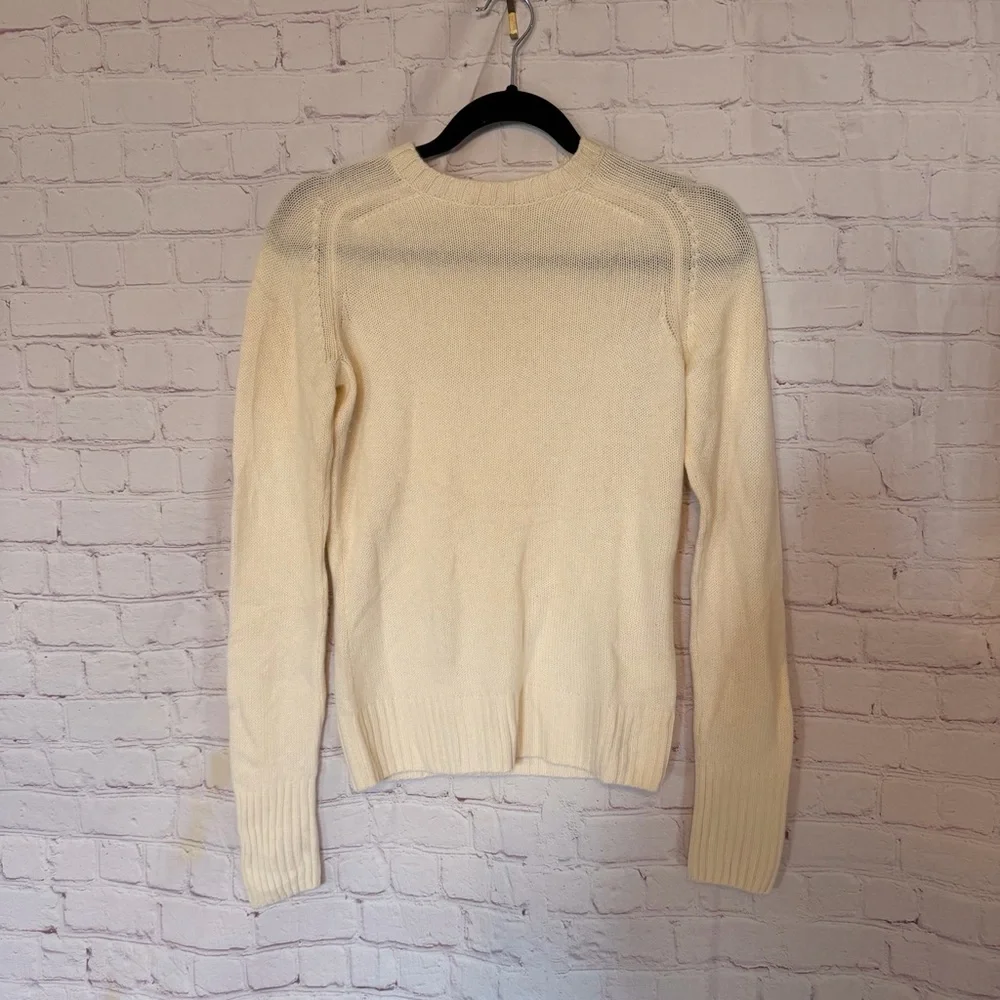 J. Crew Women's Ivory Crew Neck Sweater 100% cashmere